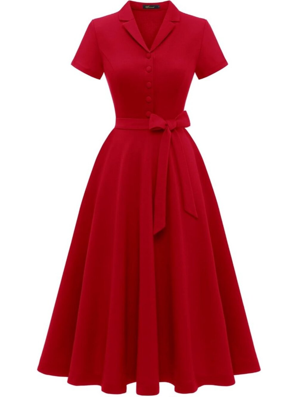 Wedtrend Women's Short Sleeve Cocktail Party Work Church Dress - Red